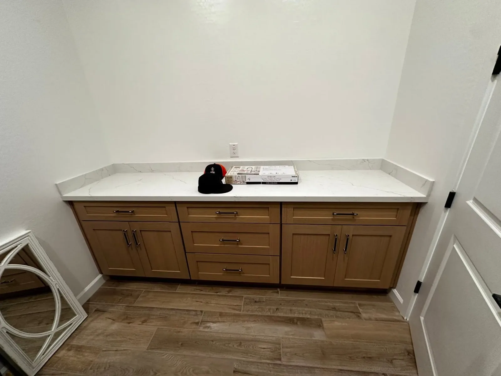 Built in appliance cabinetry and custom shelving by Ramos Cabinetry and Construction in Gilbert, AZ