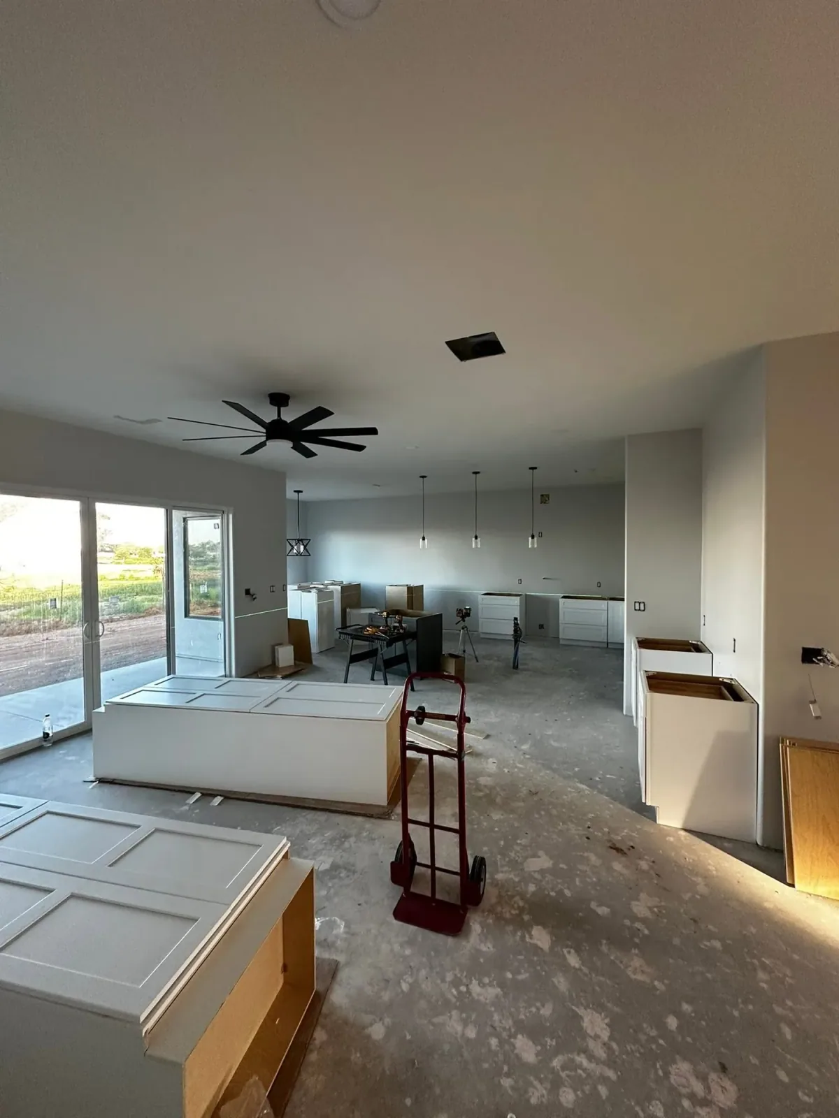 Cabinet installation progress for a remodeling project by Ramos Cabinetry and Construction in Mesa, AZ