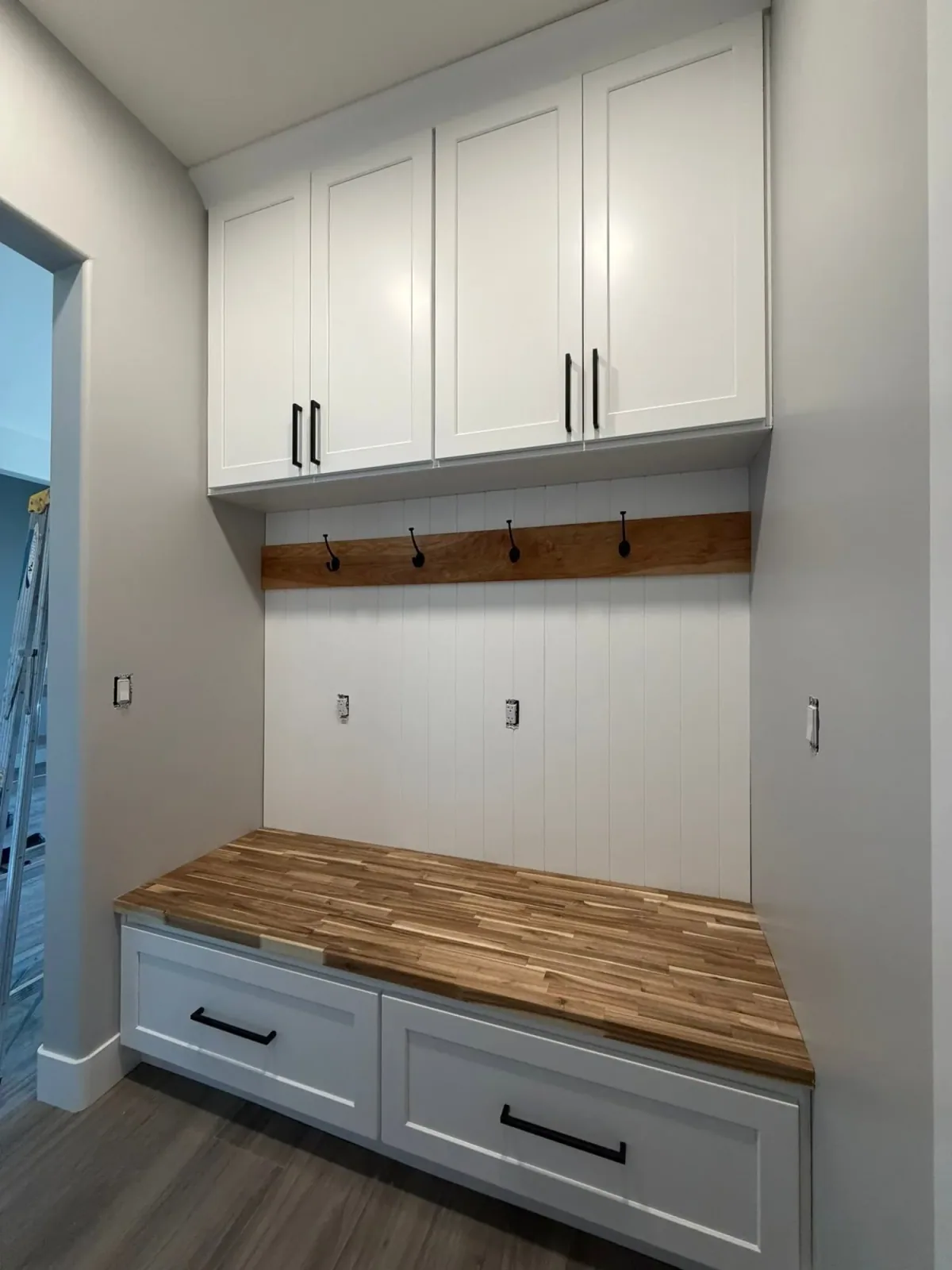 Mudroom bench and storage cabinetry by Ramos Cabinetry and Construction in Phoenix, AZ