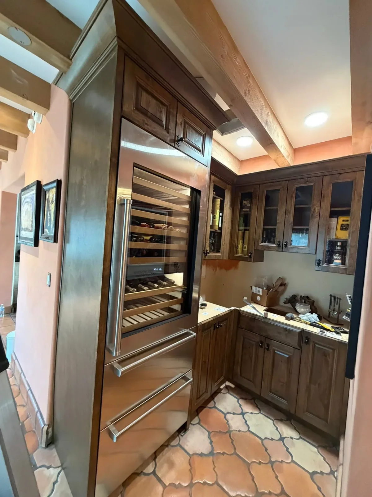 Custom bar cabinet detail and wood finish by Ramos Cabinetry and Construction in Tempe, AZ